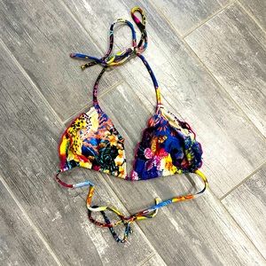 Luli Fama Wavey Triangle Bikini Top Size M